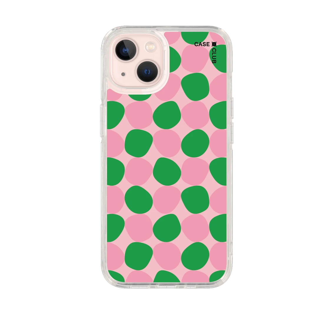 ลาย dot จุดสีเขียวชมพู